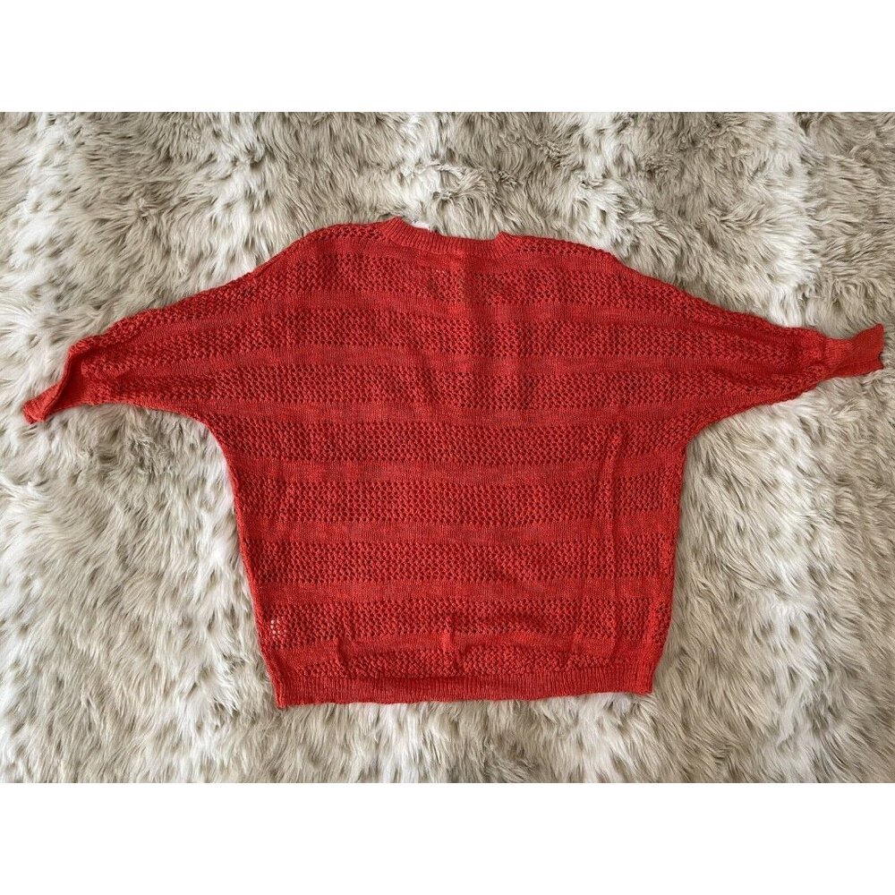 Anthropologie AphOrism Sweater Cowlneck Short Sleeves Vibrant Orange Size:S - Picture 2 of 5